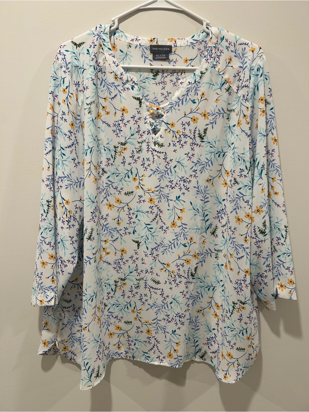 Van Heusen White Floral Blouse Women’s Top XL